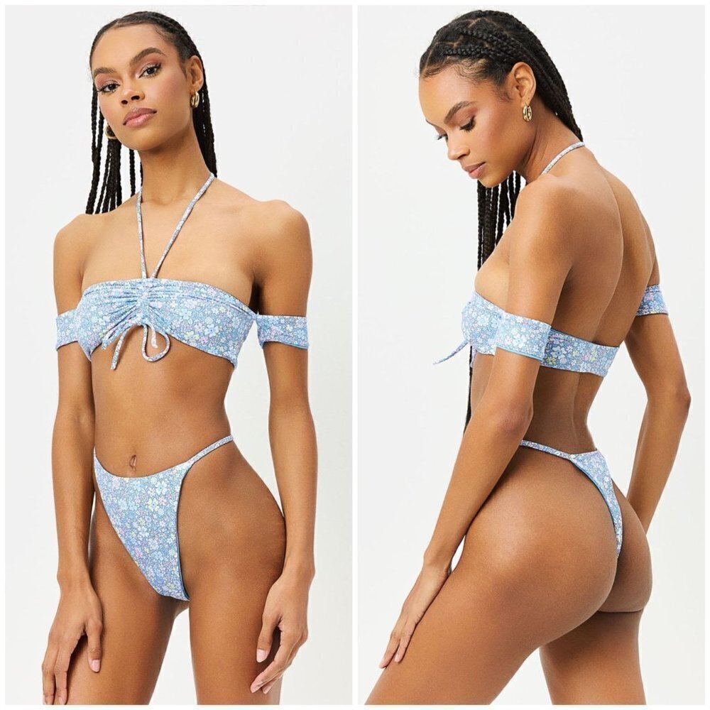 💕FRANKIES BIKINIS💕 Jagger Thong Bikini Bottom Springtime Print ~ Large L NWT